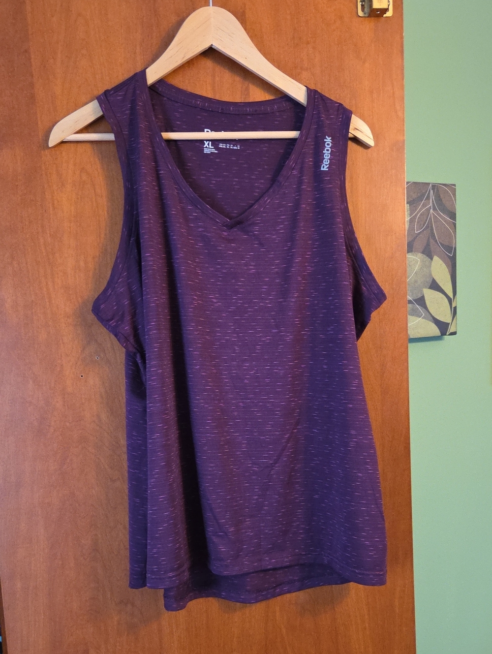 Reebok Women's Heathered Plum V-Neck Tank Top